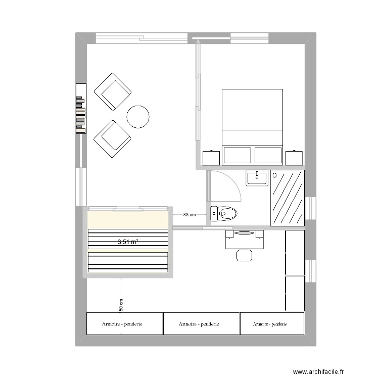 extention 10B V01. Plan de 1 pièce et 4 m2