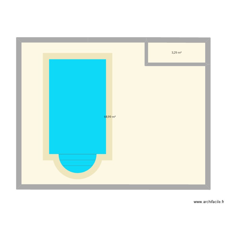 Dar. Plan de 14 pièces et 213 m2