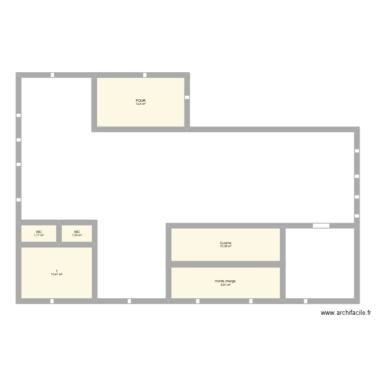 USINE. Plan de 6 pièces et 46 m2
