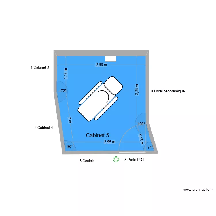 50458 Cabinet 5. Plan de 1  et 9 m²
