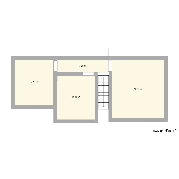 etage chambres. Plan de 4 pièces et 43 m2