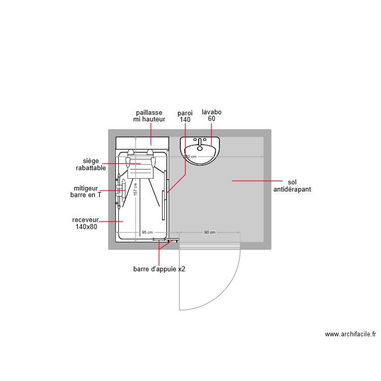 ait mouh. Plan de 1 pièce et 3 m2