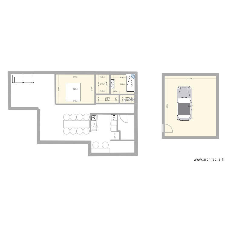 Brigneau. Plan de 6 pièces et 62 m2