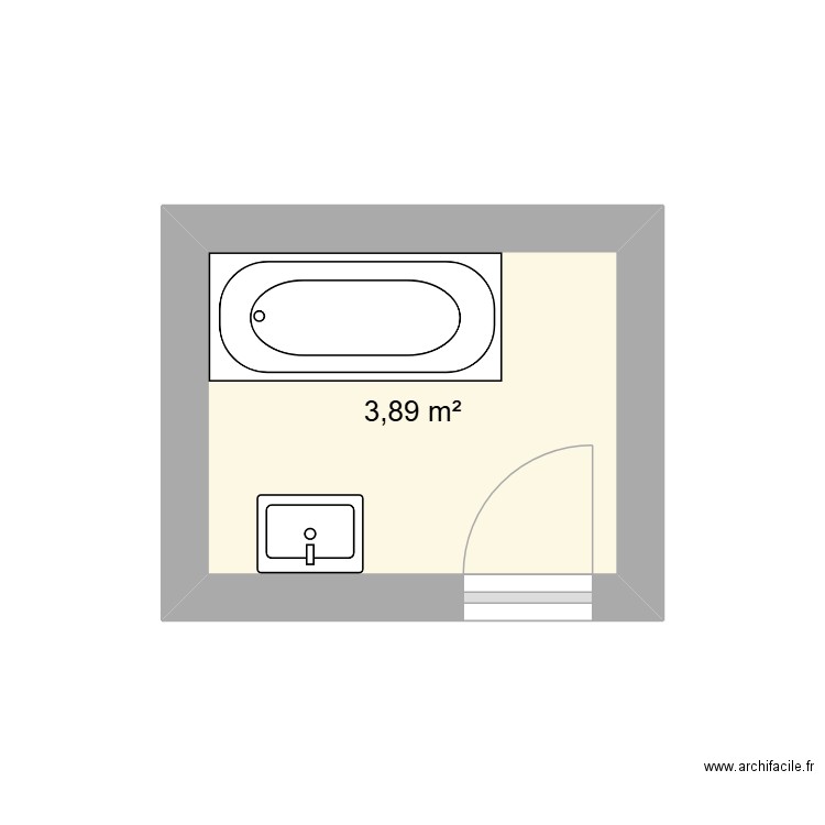 Marquet SDB actuelle. Plan de 1 pièce et 4 m2