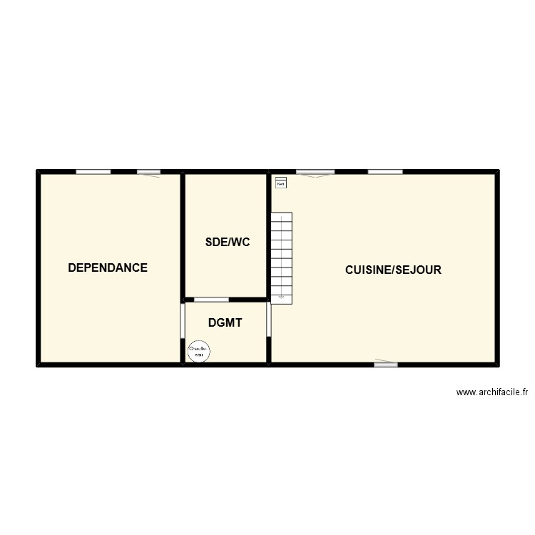 MARZELIERE RDC. Plan de 4 pièces et 58 m2