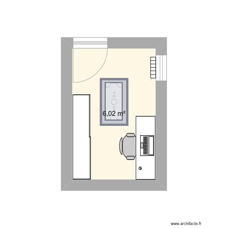 Bureau appart. Plan de 1 pièce et 6 m2