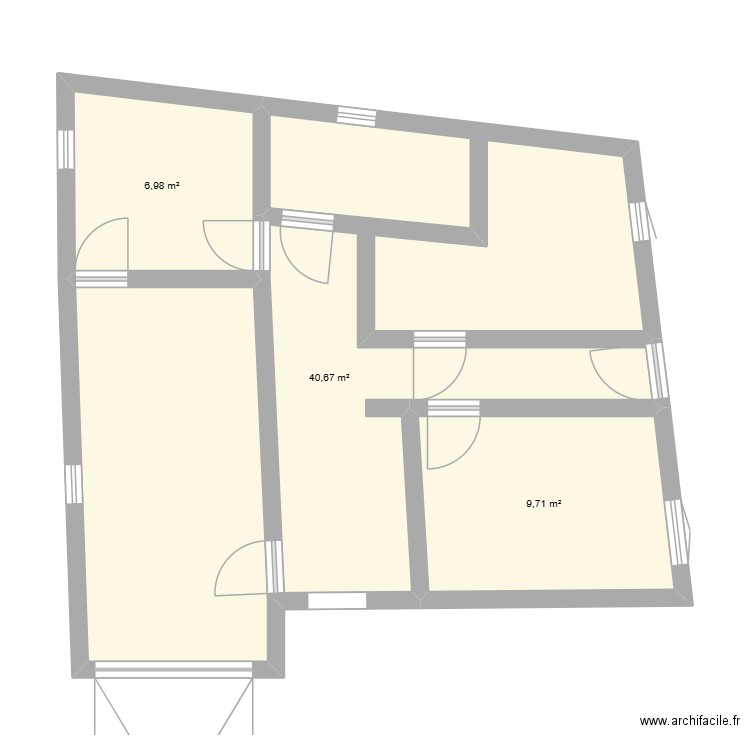 maison 1. Plan de 3 pièces et 57 m2