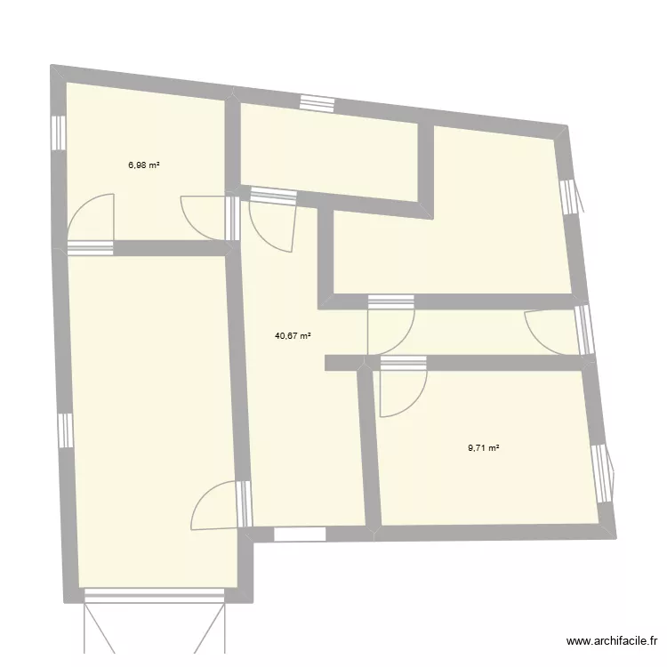 maison 1. Plan de 3 pièces et 57 m²