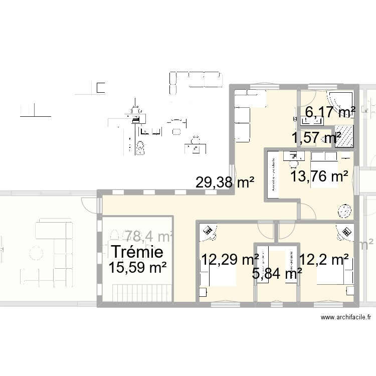 Plan mai 2025. Plan de 16 pièces et 289 m2