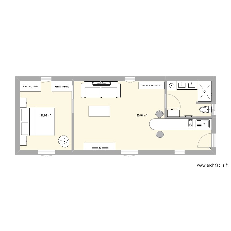 PLAN DE MASSE 3. Plan de 2 pièces et 43 m2