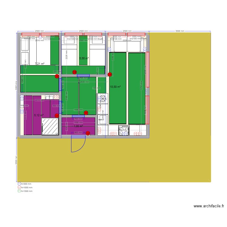 45 Дима ТП. Plan de 6 pièces et 84 m2