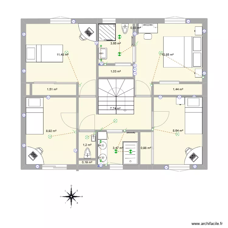 Maison Cormeilles-1er Etage-Plomberie_V1. Plan de 