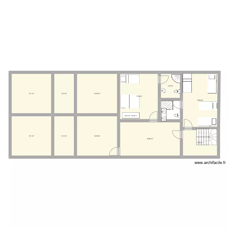 1er étage Freyssinet 28/01/2026. Plan de 11 et 152 m² 1er étage Freyssinet 28/01/2026. Plan de 11 et 152 m²