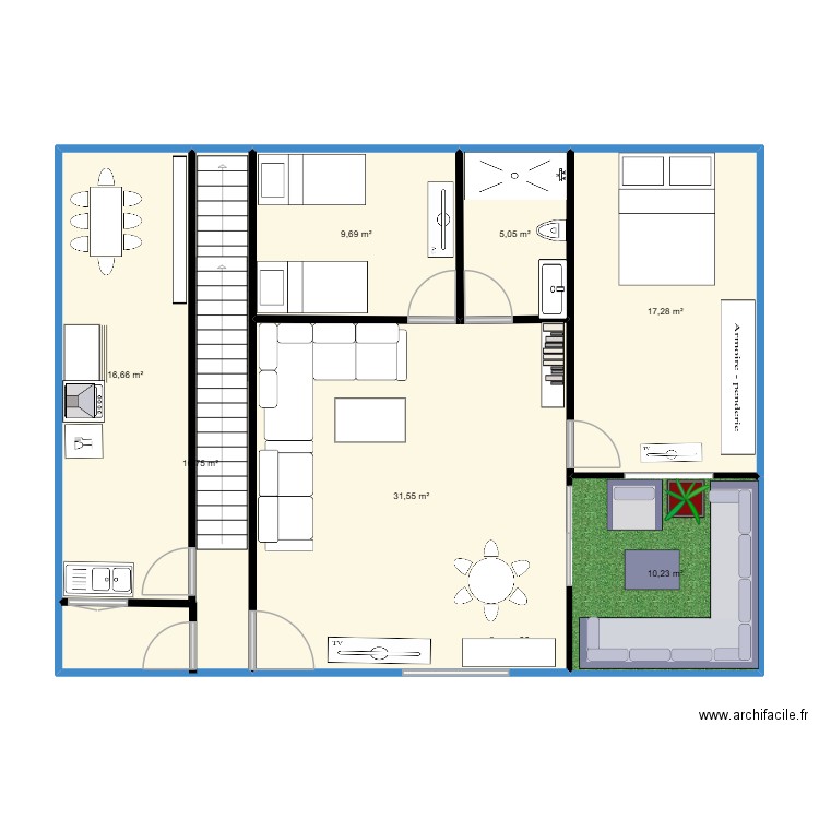 maison marsa. Plan de 7 pièces et 101 m2