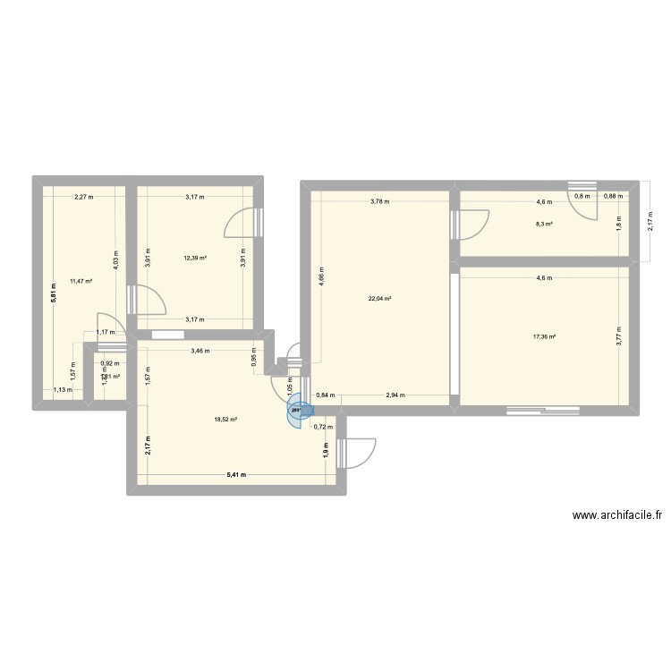 Plan carrelage. Plan de 7 pièces et 91 m2