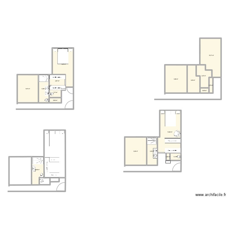Madrid. Plan de 16 pièces et 88 m2