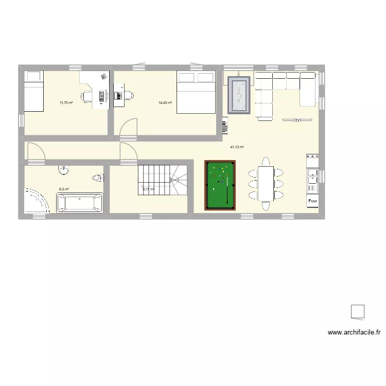 pour ecole 9. Plan de 5  et 84 m²