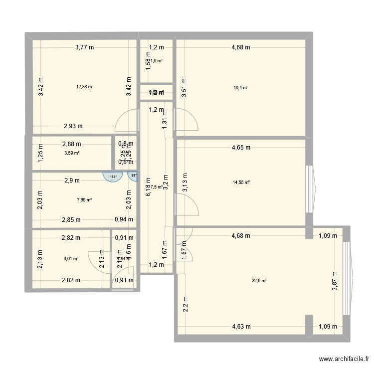 Albert 1. Plan de 12 pièces et 97 m2