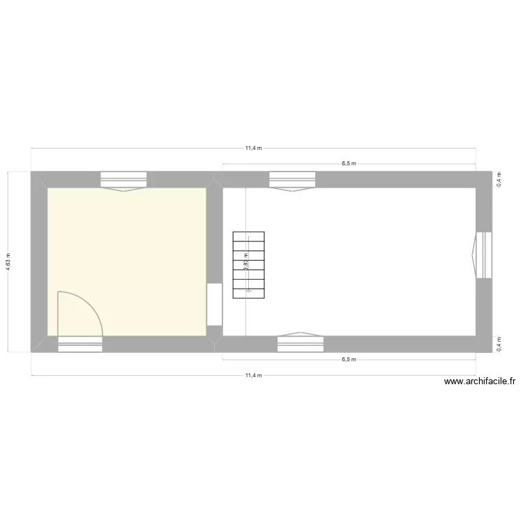 MOULIN 1er &eacute;tage. Plan de 1 pièce et 16 m²
