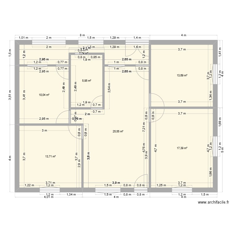 plan 02. Plan de 7 pièces et 94 m2