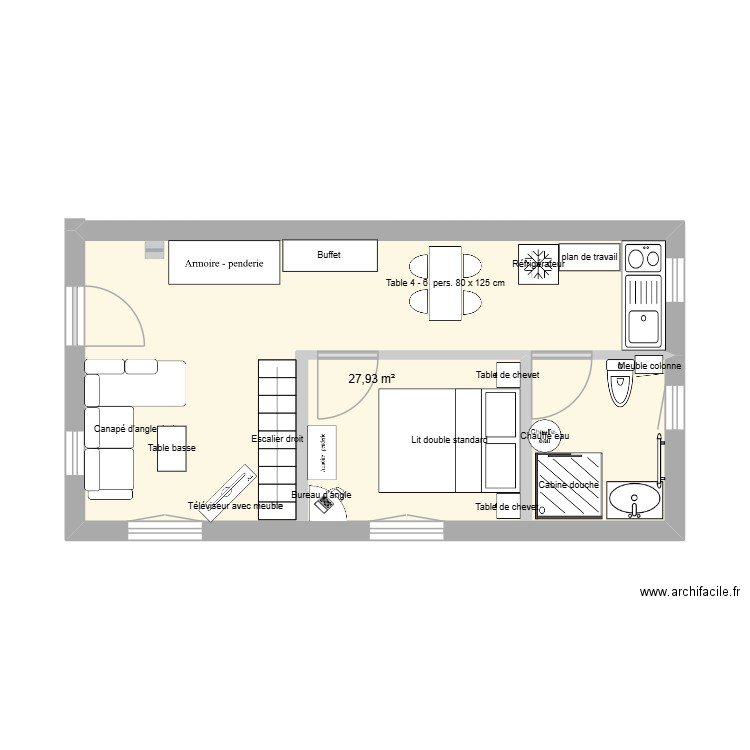 plan 2 maison alicia. Plan de 1 pièce et 28 m2