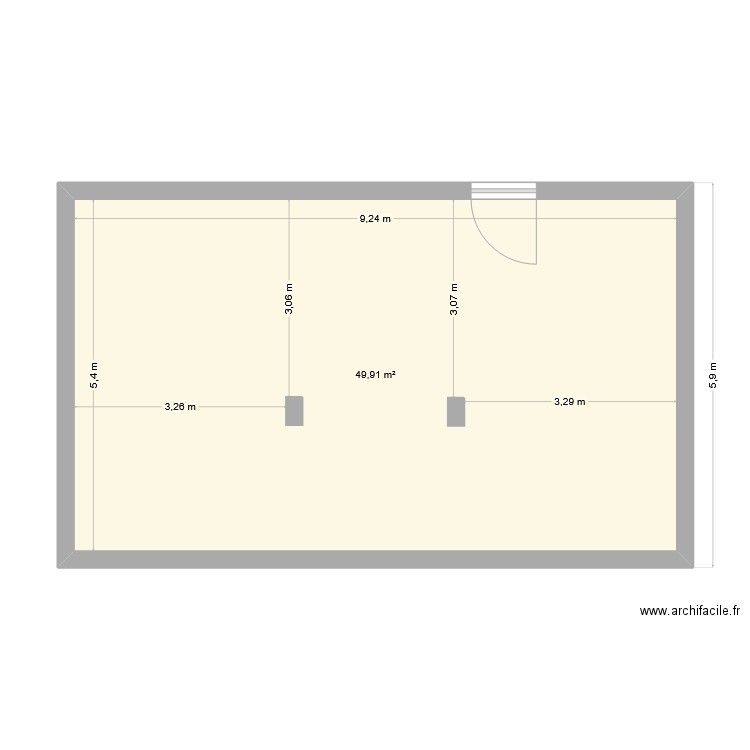 Atelier. Plan de 1 pièce et 50 m2