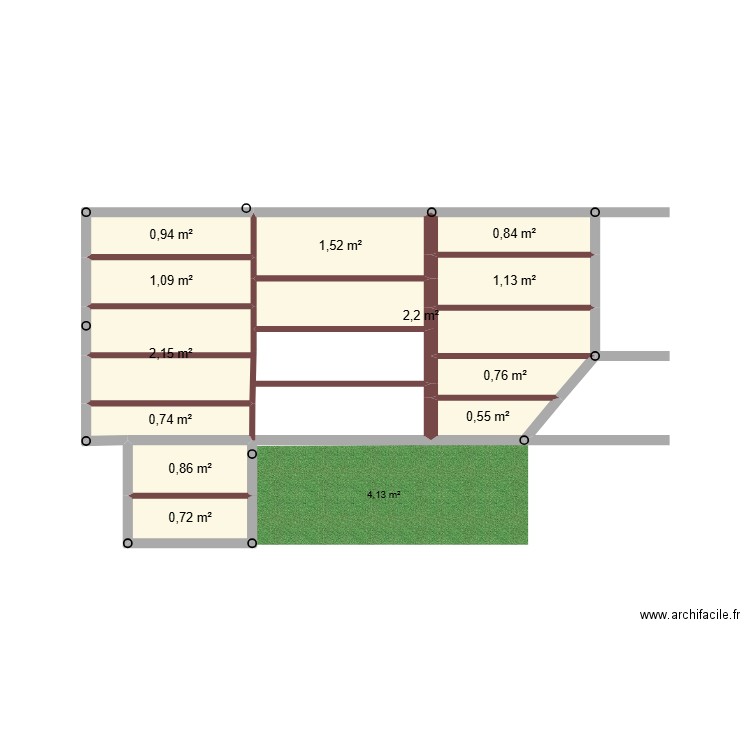 terrasse piscine. Plan de 12 pièces et 13 m2