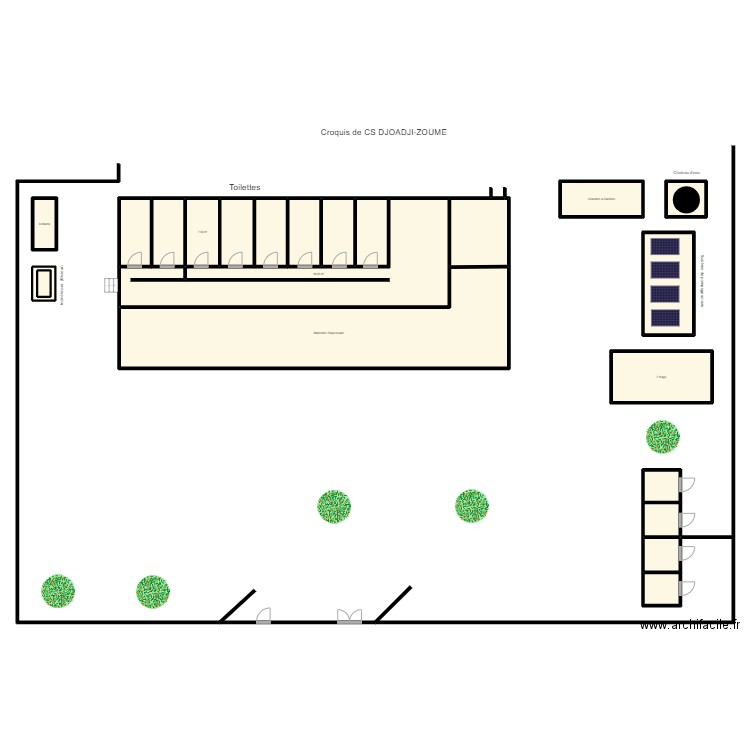 Vue en plan DJOADJI-ZOUME. Plan de 22 pièces et 290 m2