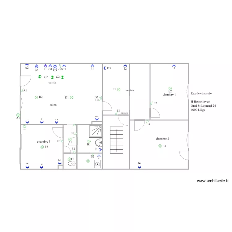 rez de 1 leonard 12. Plan de 