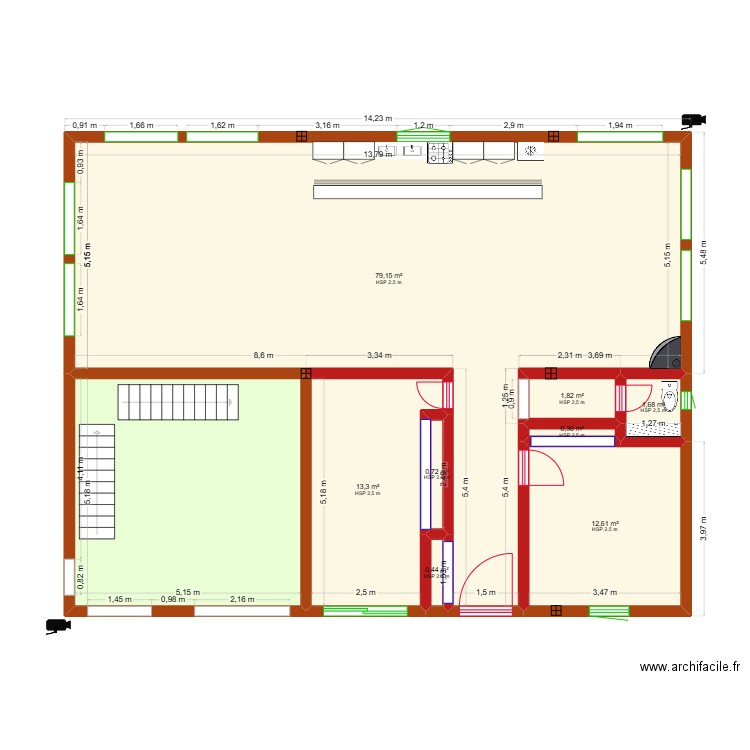 FAOUZIA. Plan de 9 pièces et 137 m2