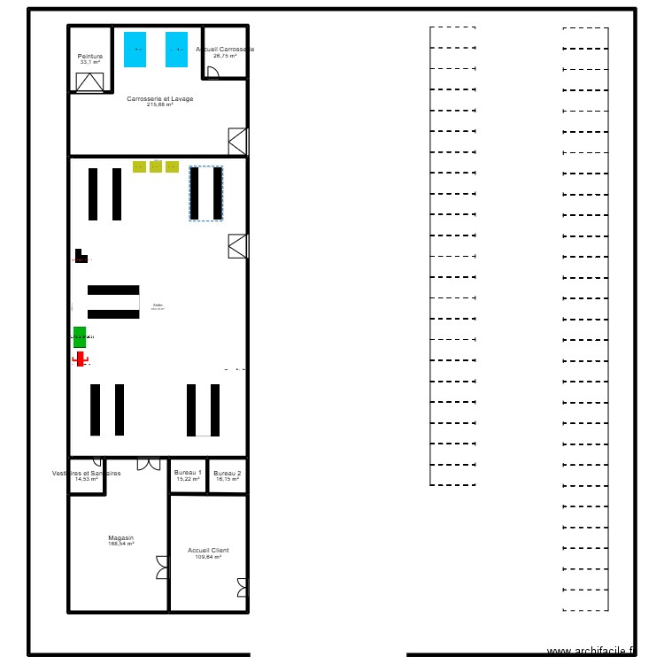 Garage Mazda. Plan de 9 pièces et 1253 m2