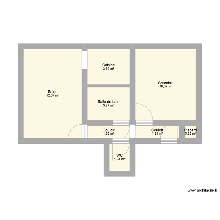 57 Raymond Poincaré. Plan de 8 pièces et 33 m2
