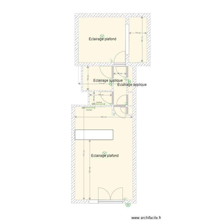 alexandre  éclairages. Plan de 9 pièces et 43 m2