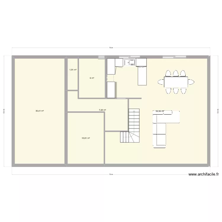 projet 2. Plan de 6  et 114 m²