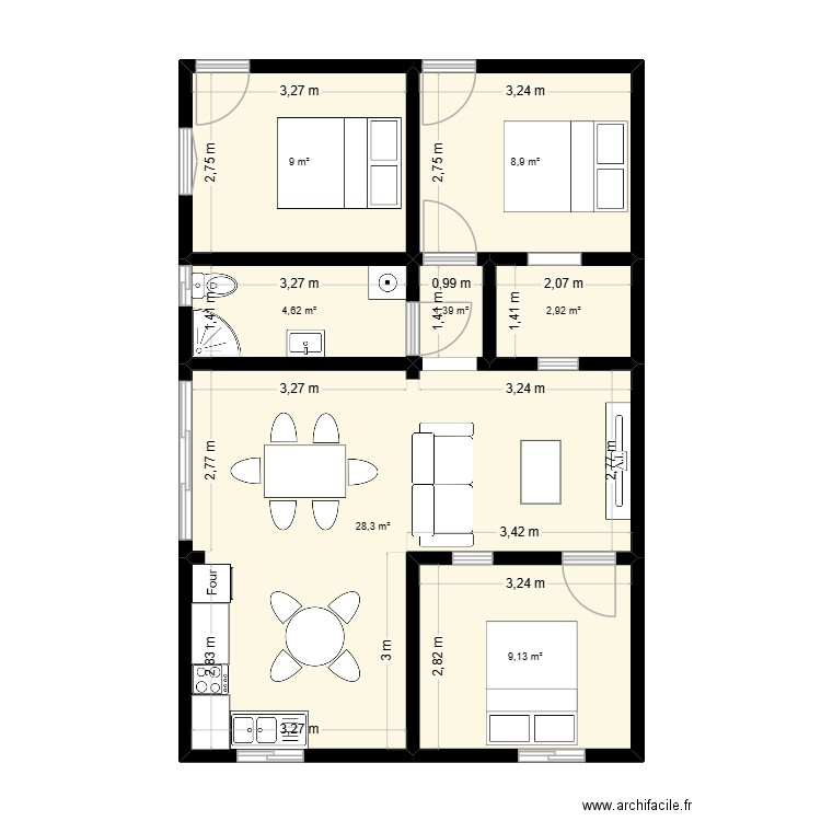 maison_marga. Plan de 7 pièces et 64 m2