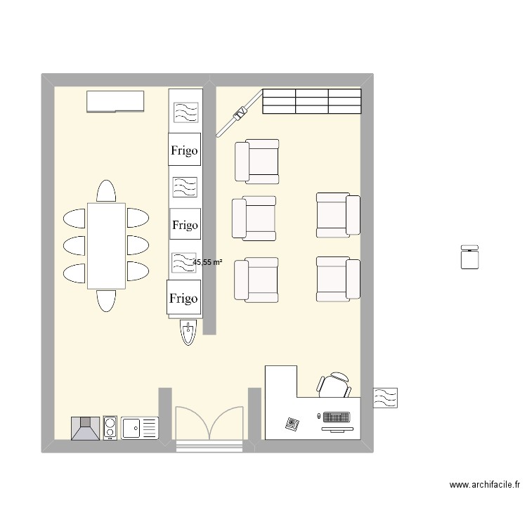 LOCAUX L.I. Plan de 1 pièce et 46 m2
