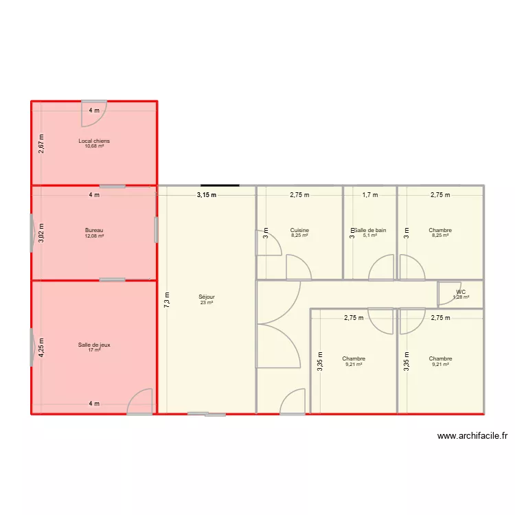 plan agrandissement. Plan de 11 pièces et 115 m²