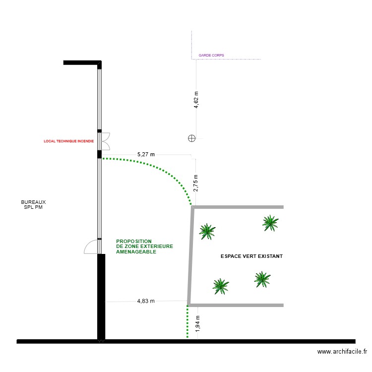 TERRASSE EXTERIEURE BUREAUX SPLPM. Plan de 0 pièce et 0 m2