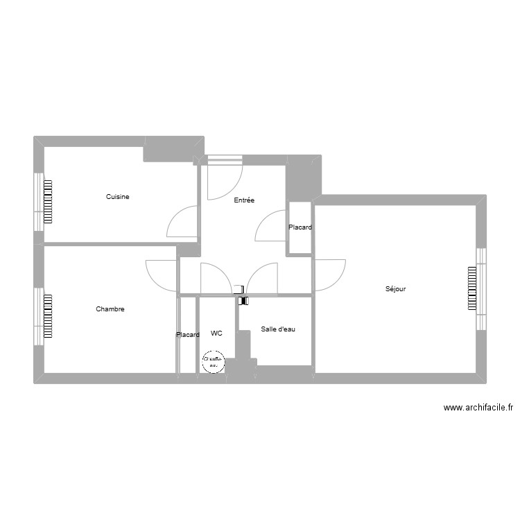 Rahmaoui non meublé. Plan de 13 pièces et 55 m2