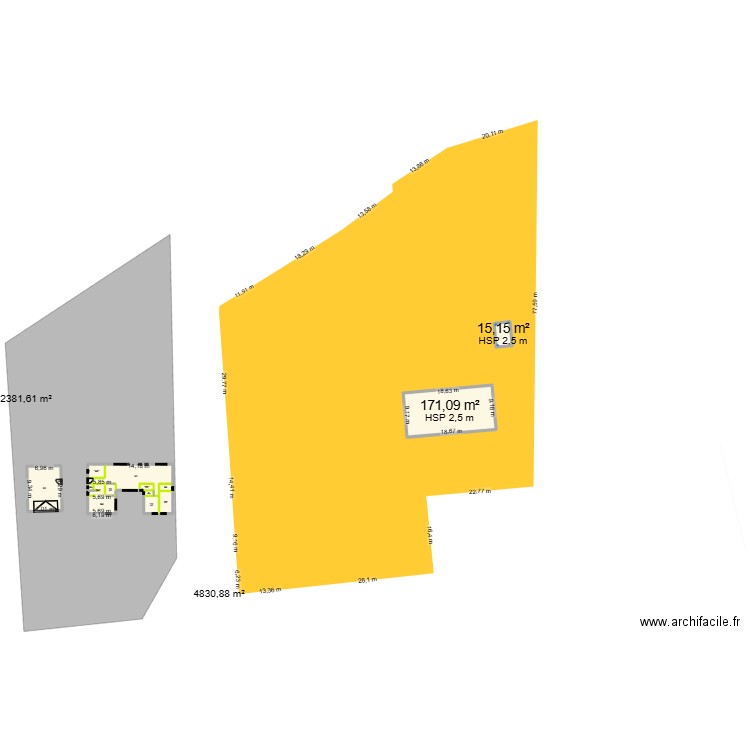 plan maison 2 placement sur cadastre. Plan de 14 pièces et 399 m2