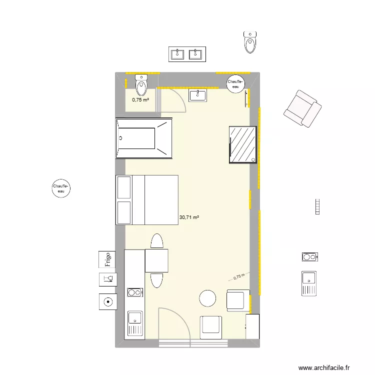 grotte 3. Plan de 2  et 31 m²