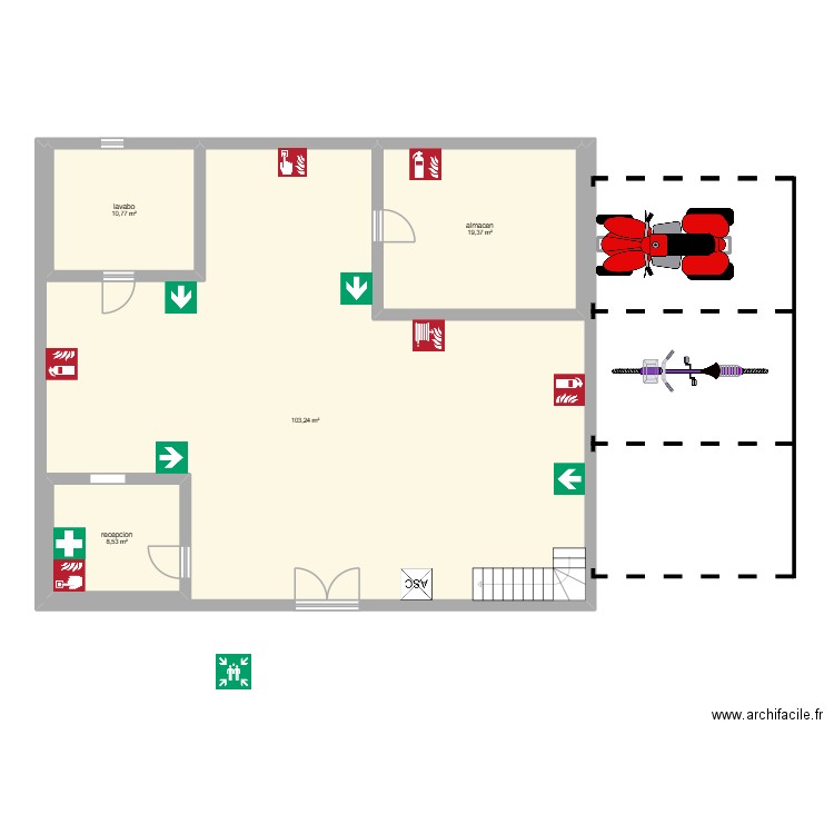 planta baja. Plan de 4 pièces et 154 m2