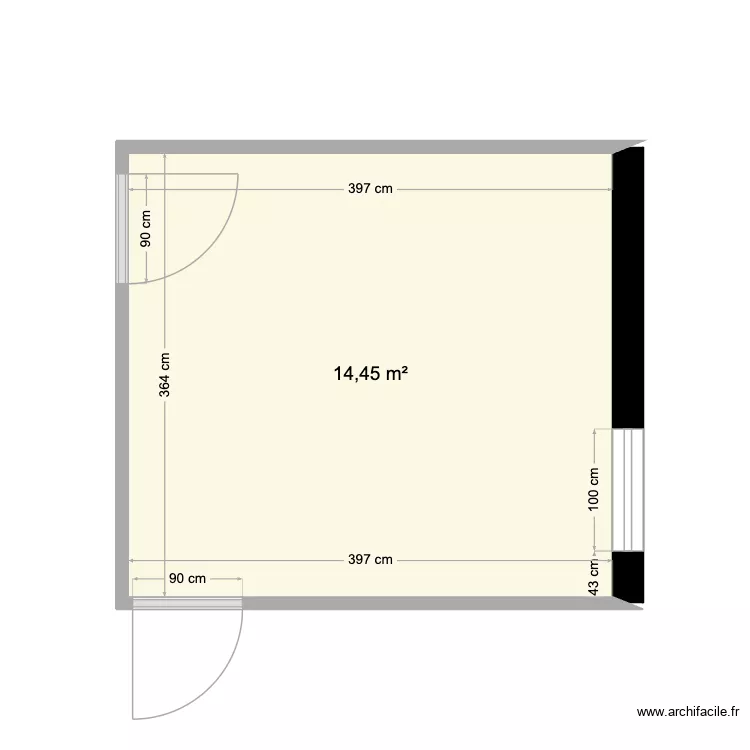 EXO 21 - Salle d\'attente cardiologue. Plan de 1  et 14 m²