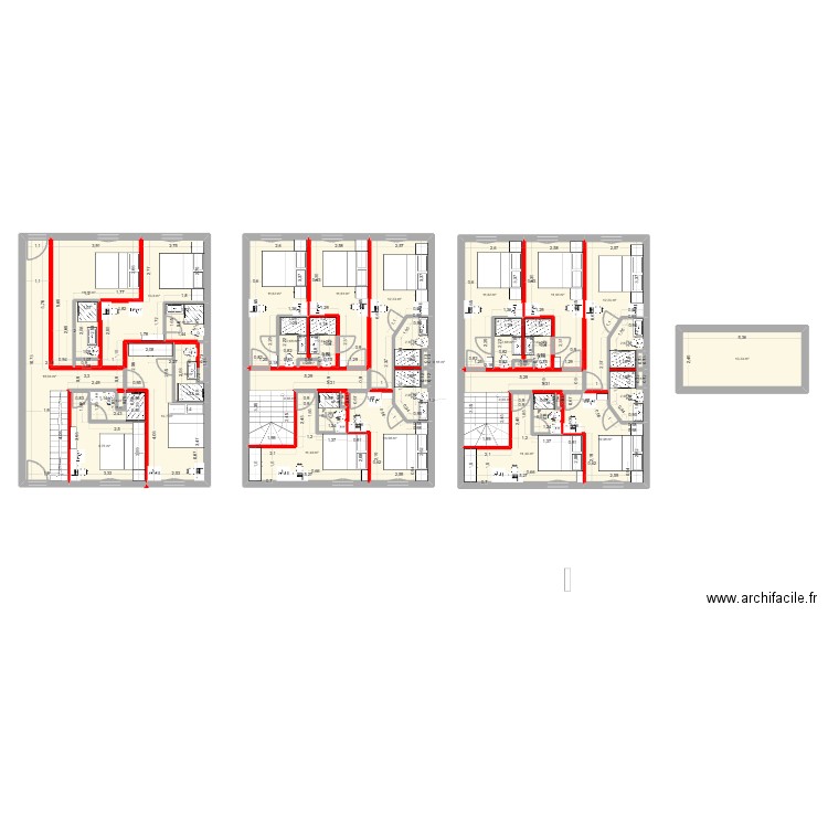 Extension. Plan de 17 pièces et 264 m2
