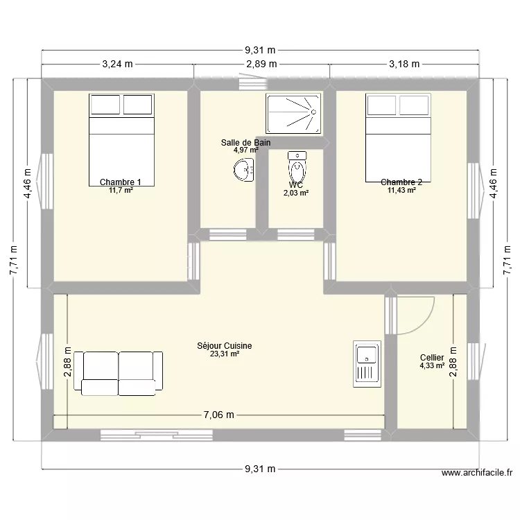 15dec25. Plan de 6  et 58 m²