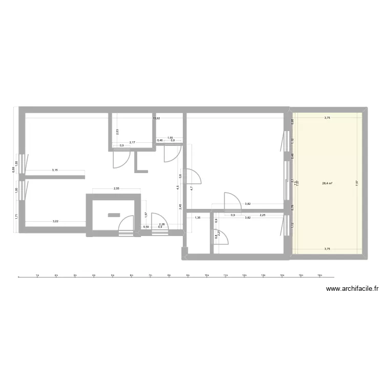 Jomouton. Plan de 1  et 28 m²