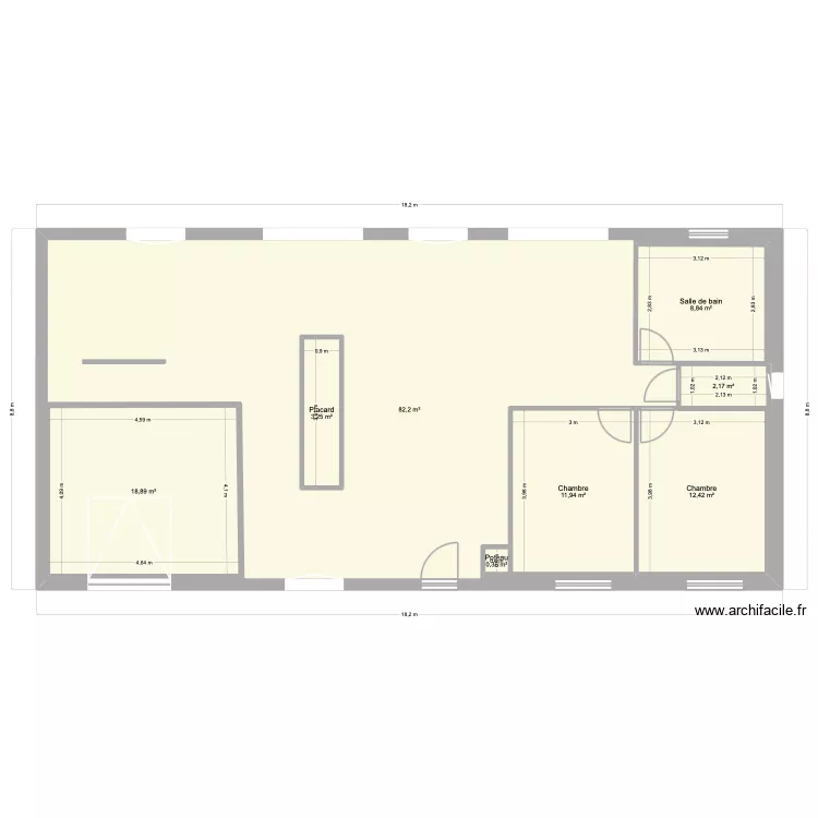 Maison Labastide du temple. Plan de 8  et 205 m²