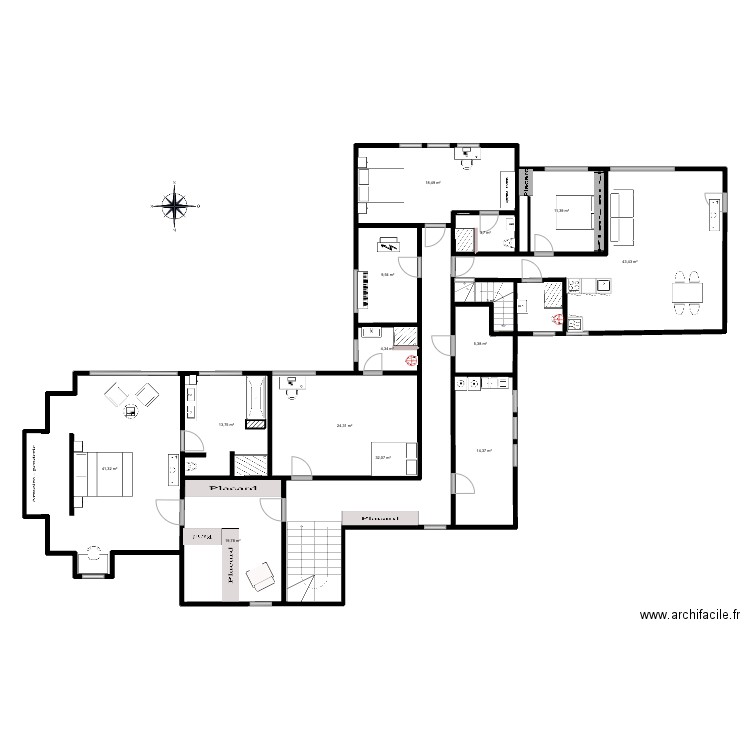 1er Orée 3 CHAMBRES. Plan de 14 pièces et 245 m2