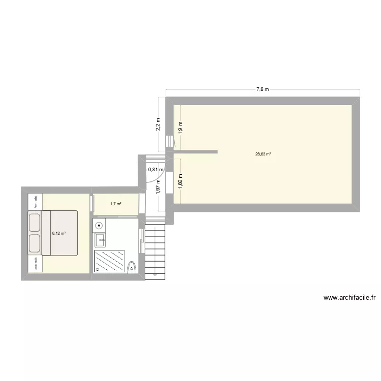 CORSICA. Plan de 3 Pièces et 38 m²