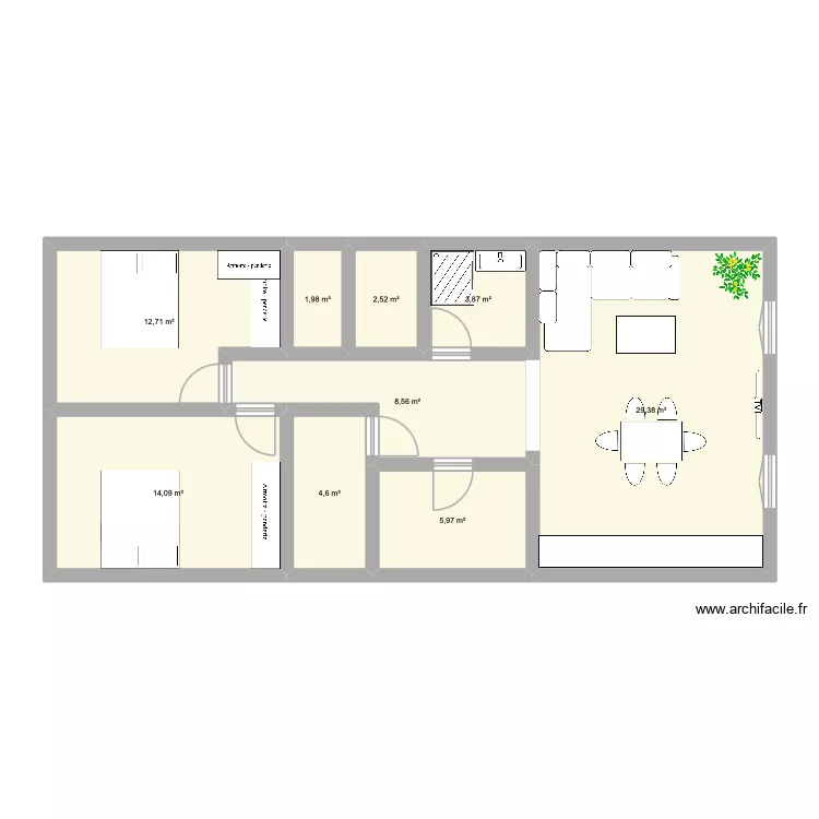 S&eacute;rignan. Plan de 9  et 84 m²